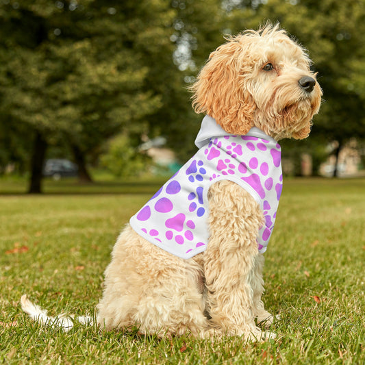 Pink & Purple Paw Prints Dog Hoodie