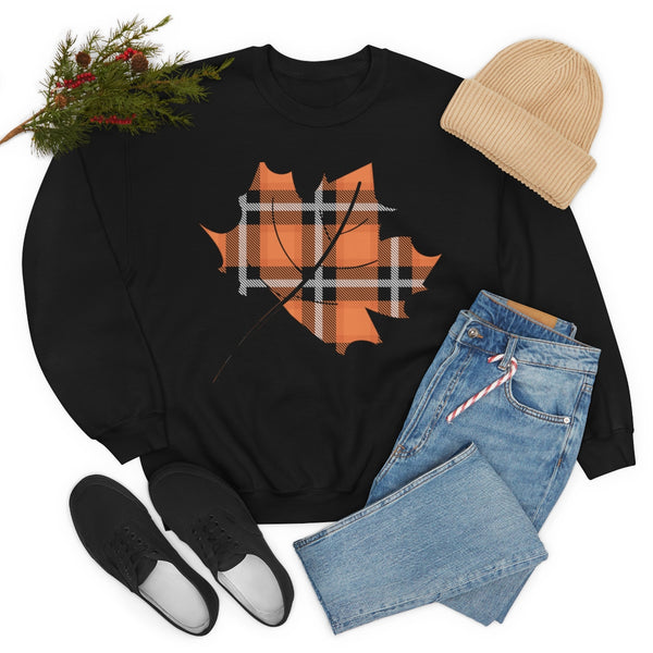 Orange Plade Fall Leaf Sweatshirt