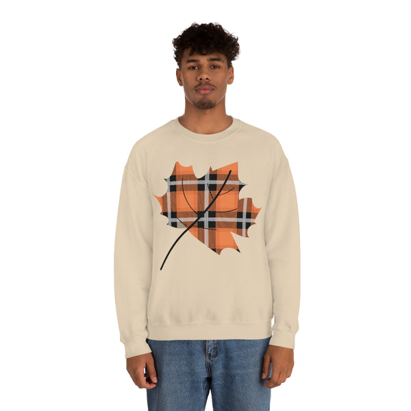 Orange Plade Fall Leaf Sweatshirt