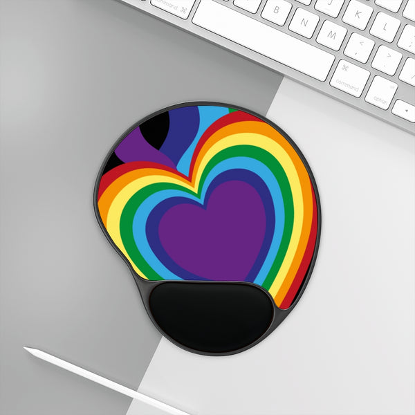 Rainbow Heart Mouse Pad With Wrist Rest