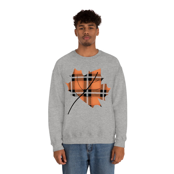 Orange Plade Fall Leaf Sweatshirt