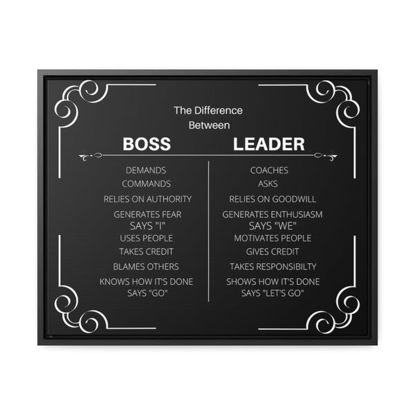 Be A Leader Not A Boss Canvas W/ Frame