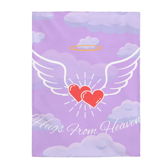 Hugs From Heaven Purple w/ White Wording Blanket