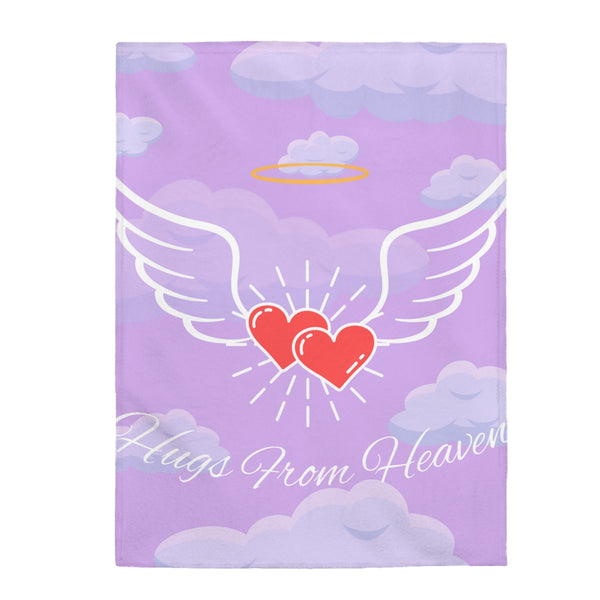 Hugs From Heaven Purple w/ White Wording Blanket