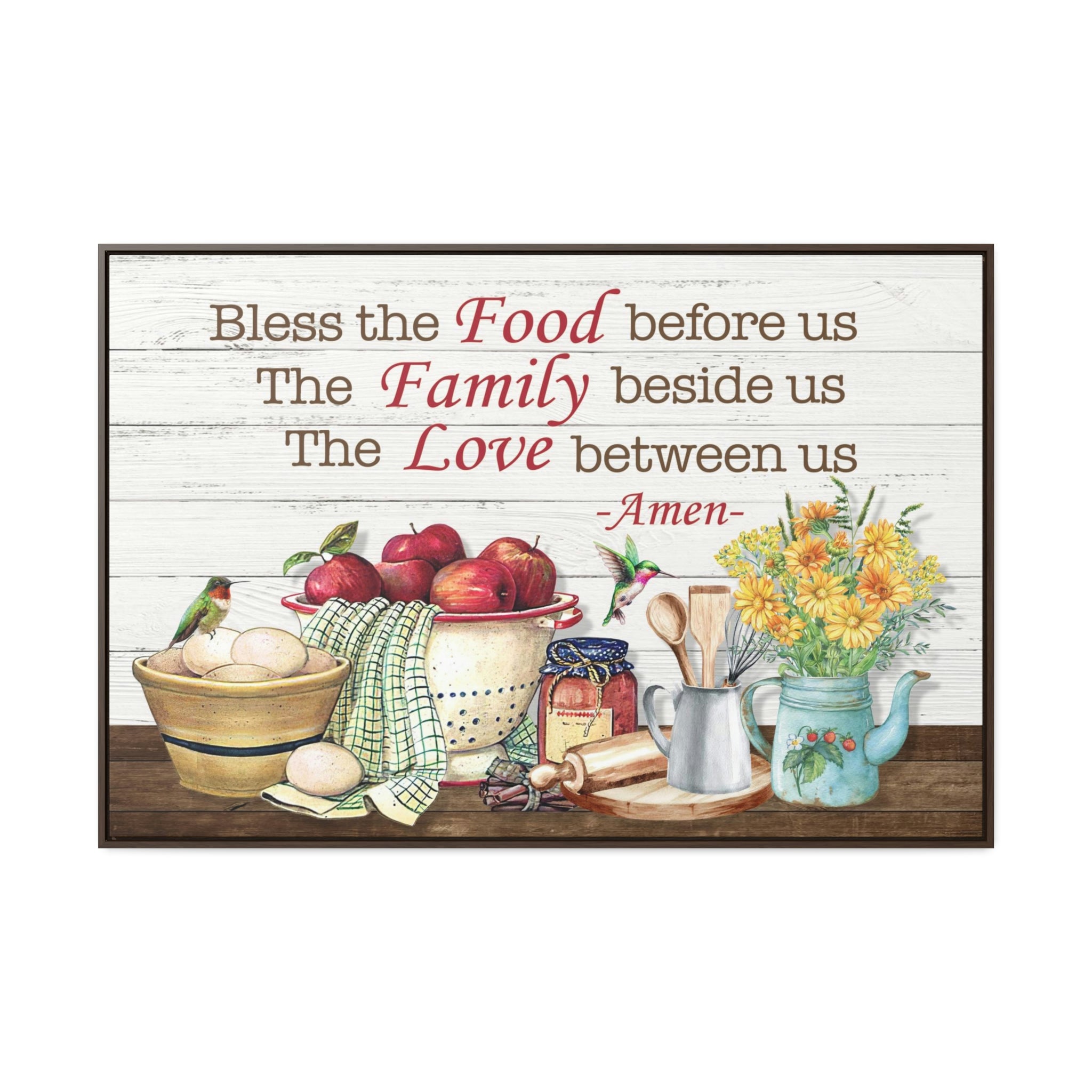 Bless Our Food, Family, & Love Canvas Wraps, Horizontal Frame