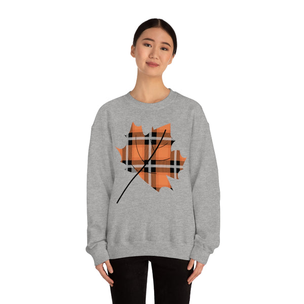 Orange Plade Fall Leaf Sweatshirt