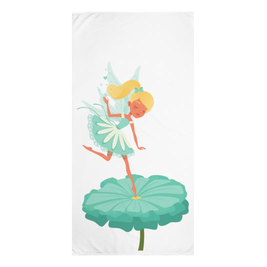 Teal Carnation Fairy Beach Towel