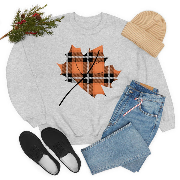 Orange Plade Fall Leaf Sweatshirt