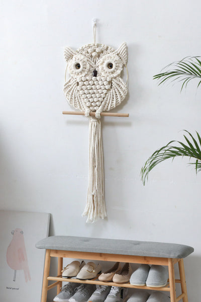 Hand-Woven Owl Macrame Wall Hanging