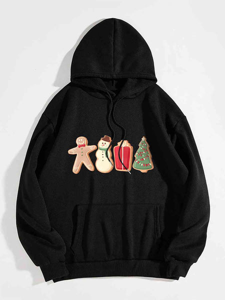 Graphic Drawstring Hoodie with Pocket