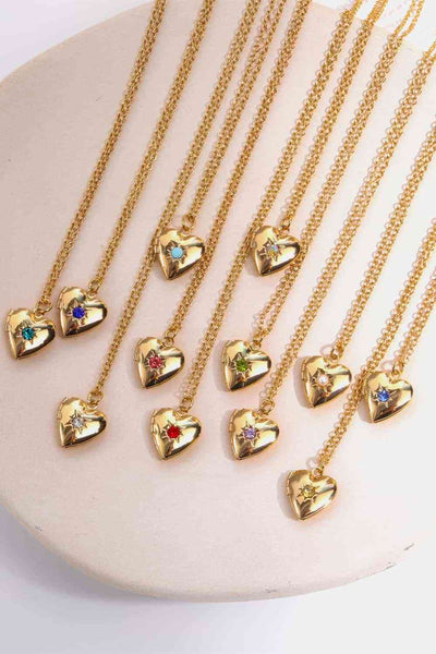 Zircon Heart Shape 14K Gold-Plated Pendant Necklace