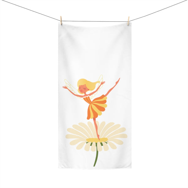 Yellow Daisy Fairy Beach Towel