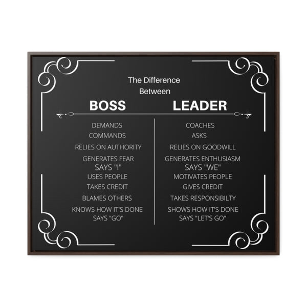 Be A Leader Not A Boss Canvas W/ Frame