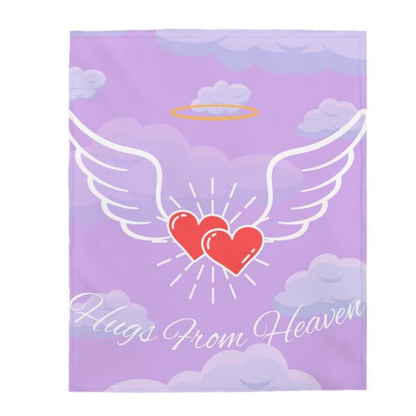 Hugs From Heaven Purple w/ White Wording Blanket