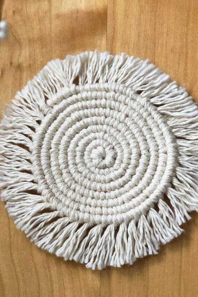 2-Piece Macrame Round Cup Mat