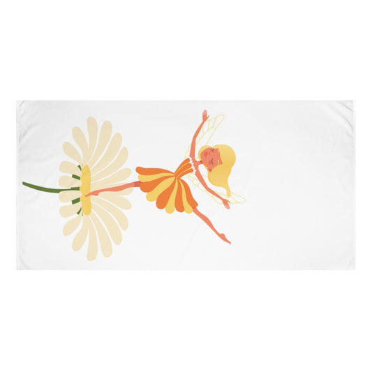 Yellow Daisy Fairy Beach Towel