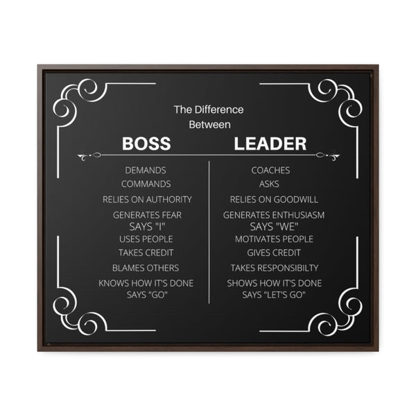 Be A Leader Not A Boss Canvas W/ Frame