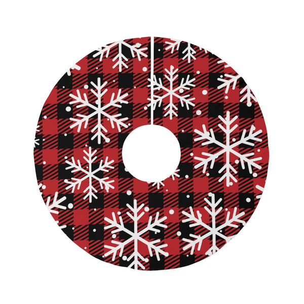 Red Plaid Snowflake Tree Skirt