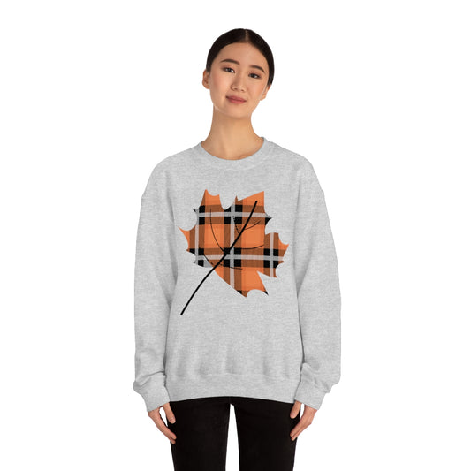 Orange Plade Fall Leaf Sweatshirt