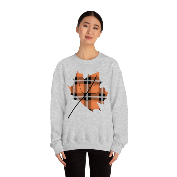 Orange Plade Fall Leaf Sweatshirt