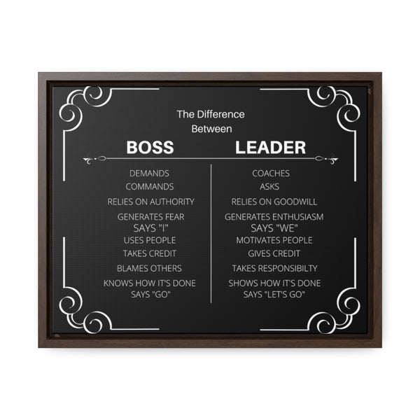 Be A Leader Not A Boss Canvas W/ Frame