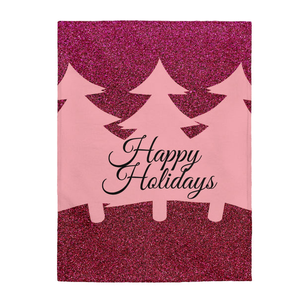 Pink Trees Holiday Blanket