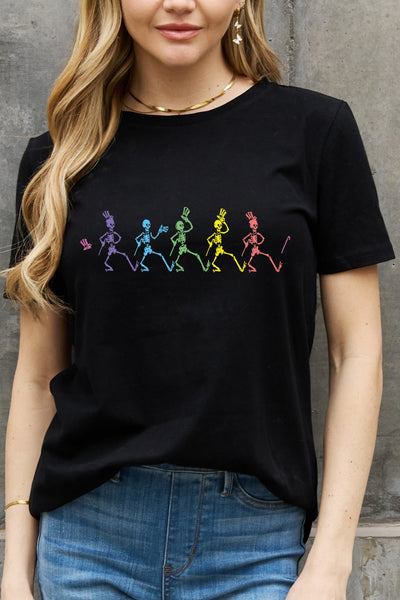 Simply Love Full Size Dancing Skeleton Graphic Cotton Tee