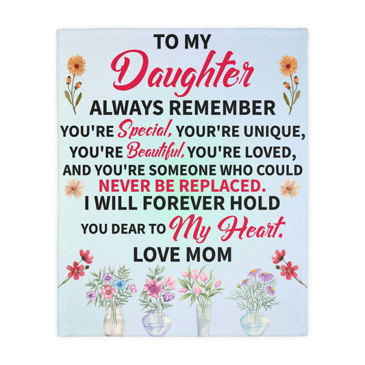 To My Daughter Love Mom Blanket