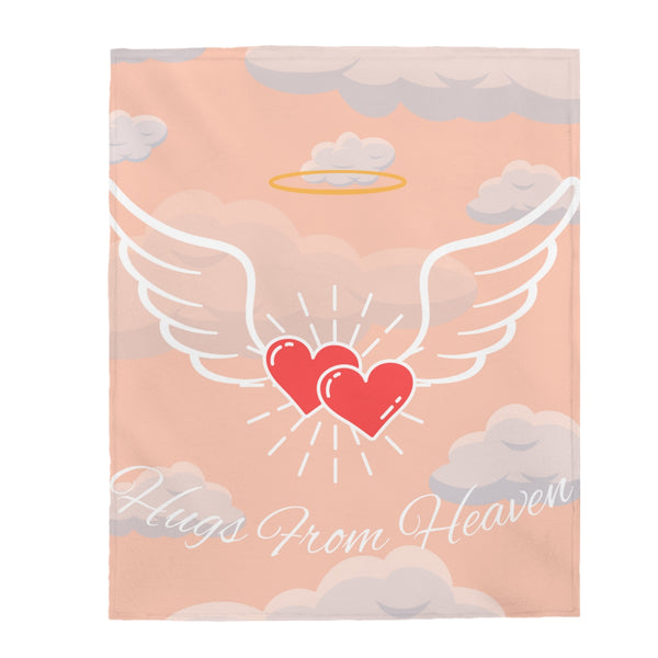 Hugs From Heaven Peach/ White Wording Blanket