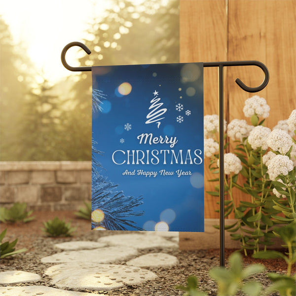 Merry Christmas And Happy New Year Blue Tree Banner