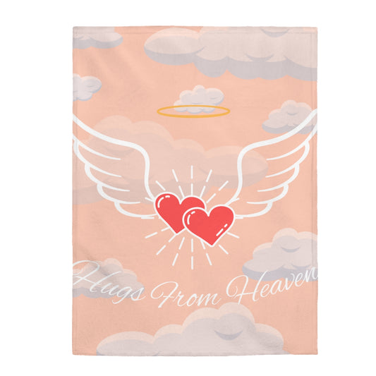 Hugs From Heaven Peach/ White Wording Blanket