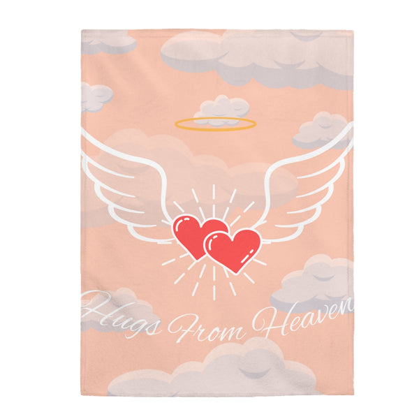 Hugs From Heaven Peach/ White Wording Blanket