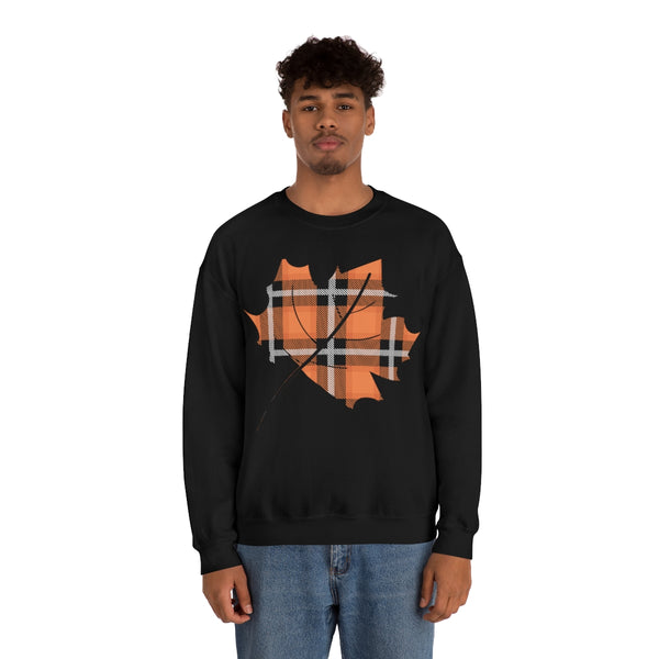 Orange Plade Fall Leaf Sweatshirt