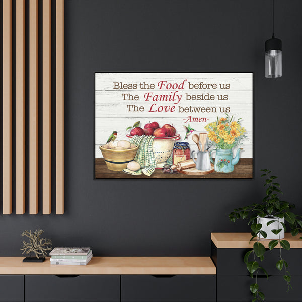 Bless Our Food, Family, & Love Canvas Wraps, Horizontal Frame