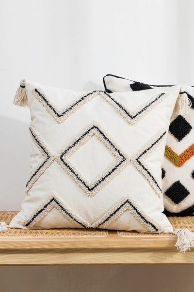 Geometric Embroidered Decorative Throw Pillow Case