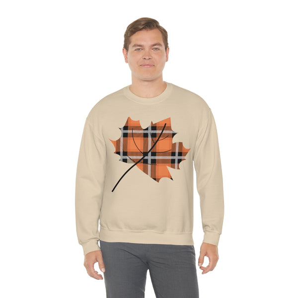 Orange Plade Fall Leaf Sweatshirt