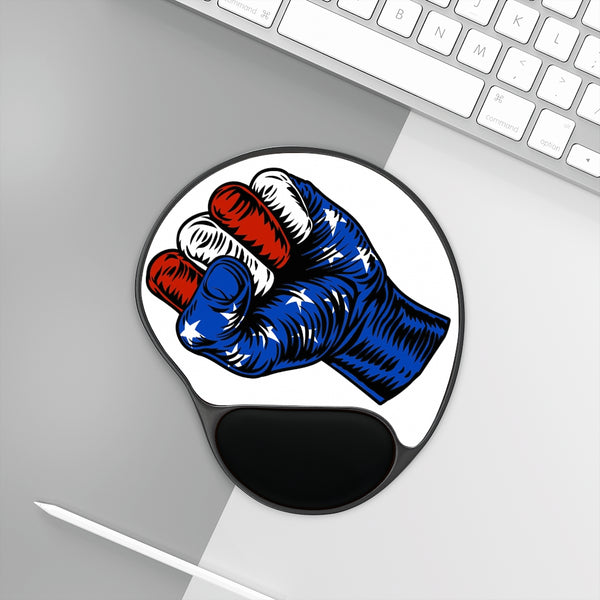 USA Flag Fist Mouse Pad With Wrist Rest