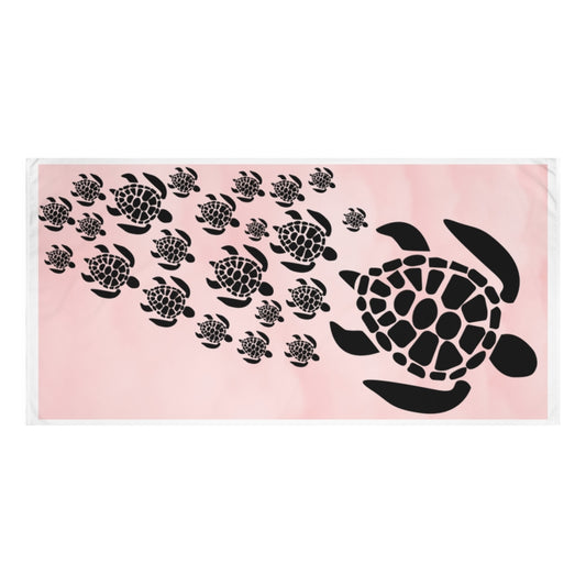 Pink Sea Turtles Beach Towel