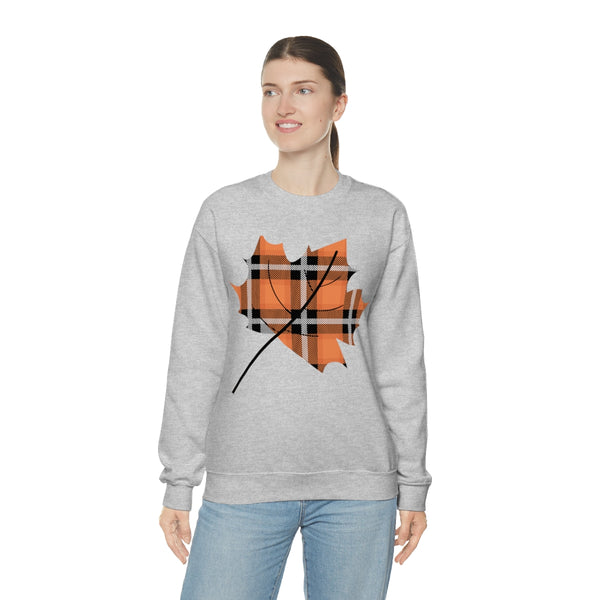 Orange Plade Fall Leaf Sweatshirt