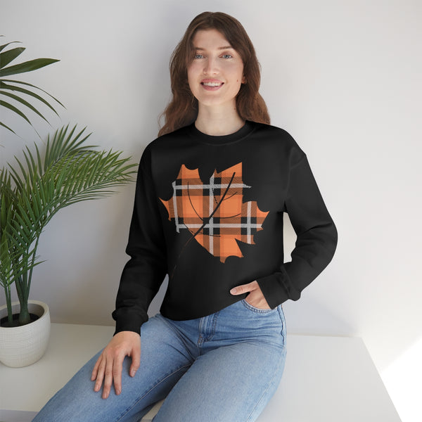 Orange Plade Fall Leaf Sweatshirt