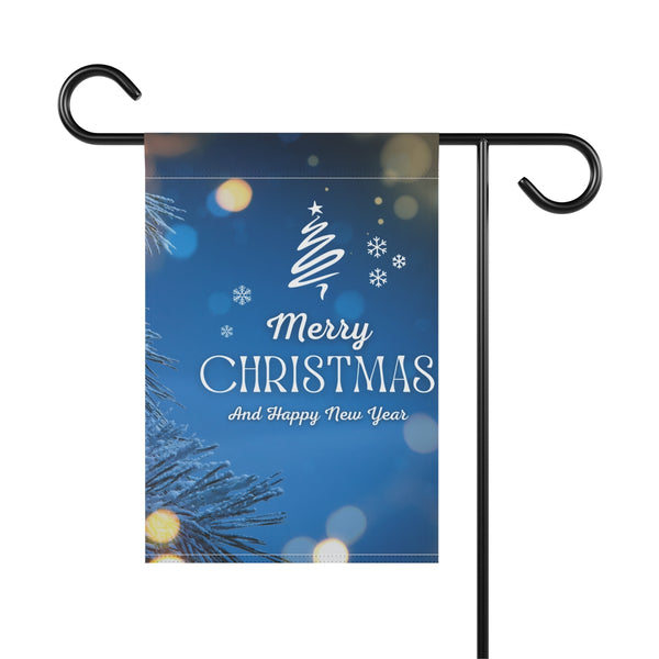 Merry Christmas And Happy New Year Blue Tree Banner