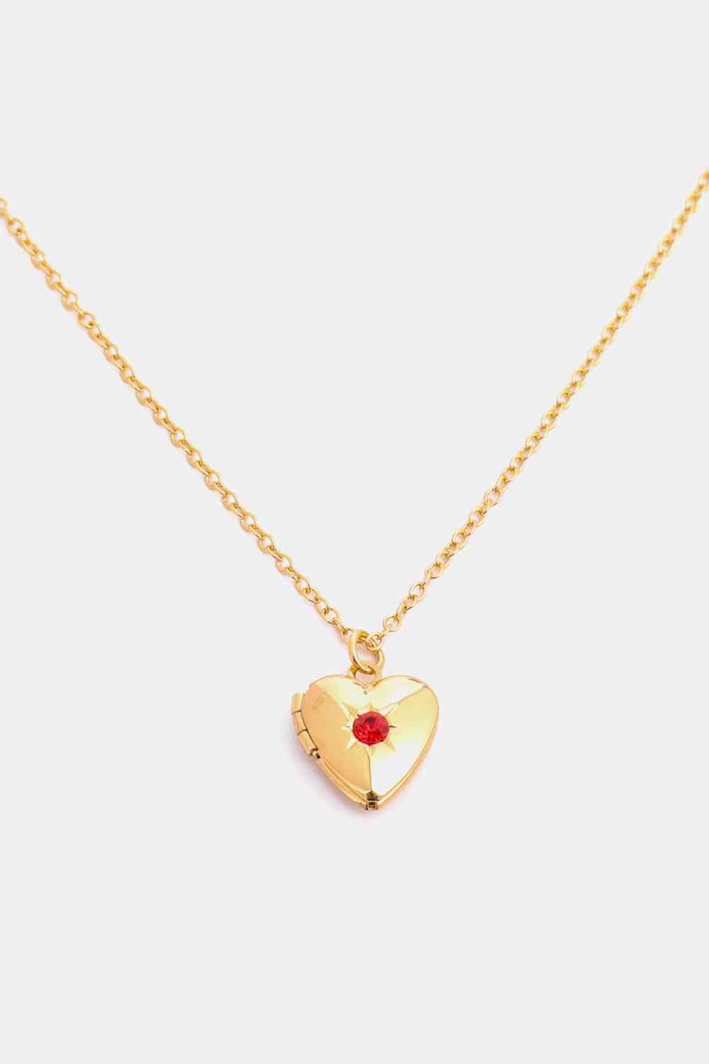 Zircon Heart Shape 14K Gold-Plated Pendant Necklace