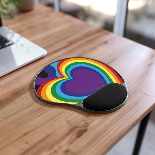 Rainbow Heart Mouse Pad With Wrist Rest