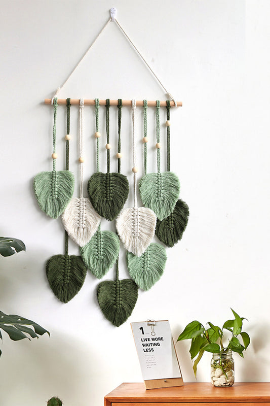 Macrame Leaf Bead Wall Hanging