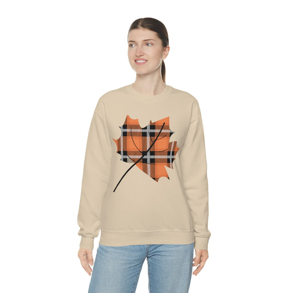 Orange Plade Fall Leaf Sweatshirt