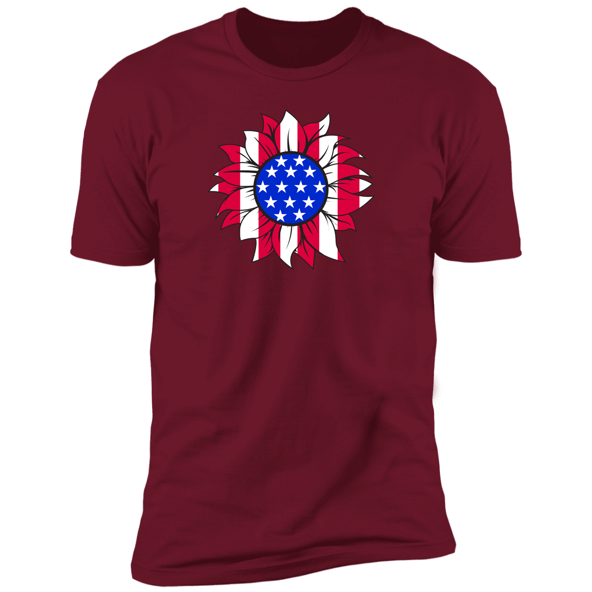 American Flag Sun Flower Short Sleeve T-Shirt