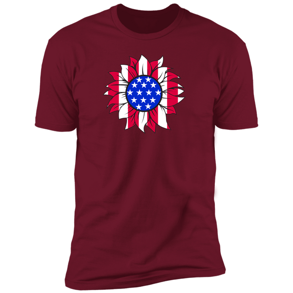 American Flag Sun Flower Short Sleeve T-Shirt