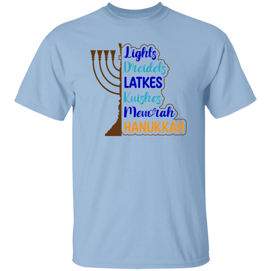 Lights, Dreidels, Latkes, Kuishes, Menorah, & Hanukkah T-Shirt