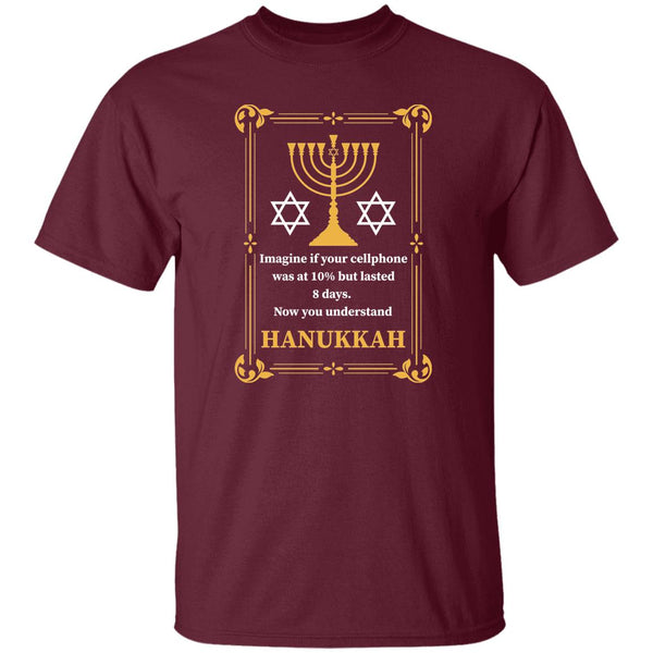 Imagine If Your Cellphone Was At 10% But Lasted 8 Days. Now You Understand Hanukkah Hanukkah & A Cellphone Relation T-Shirt