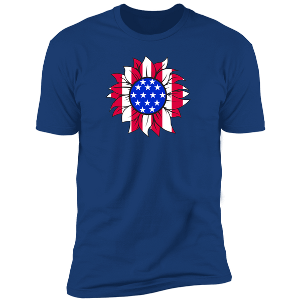 American Flag Sun Flower Short Sleeve T-Shirt